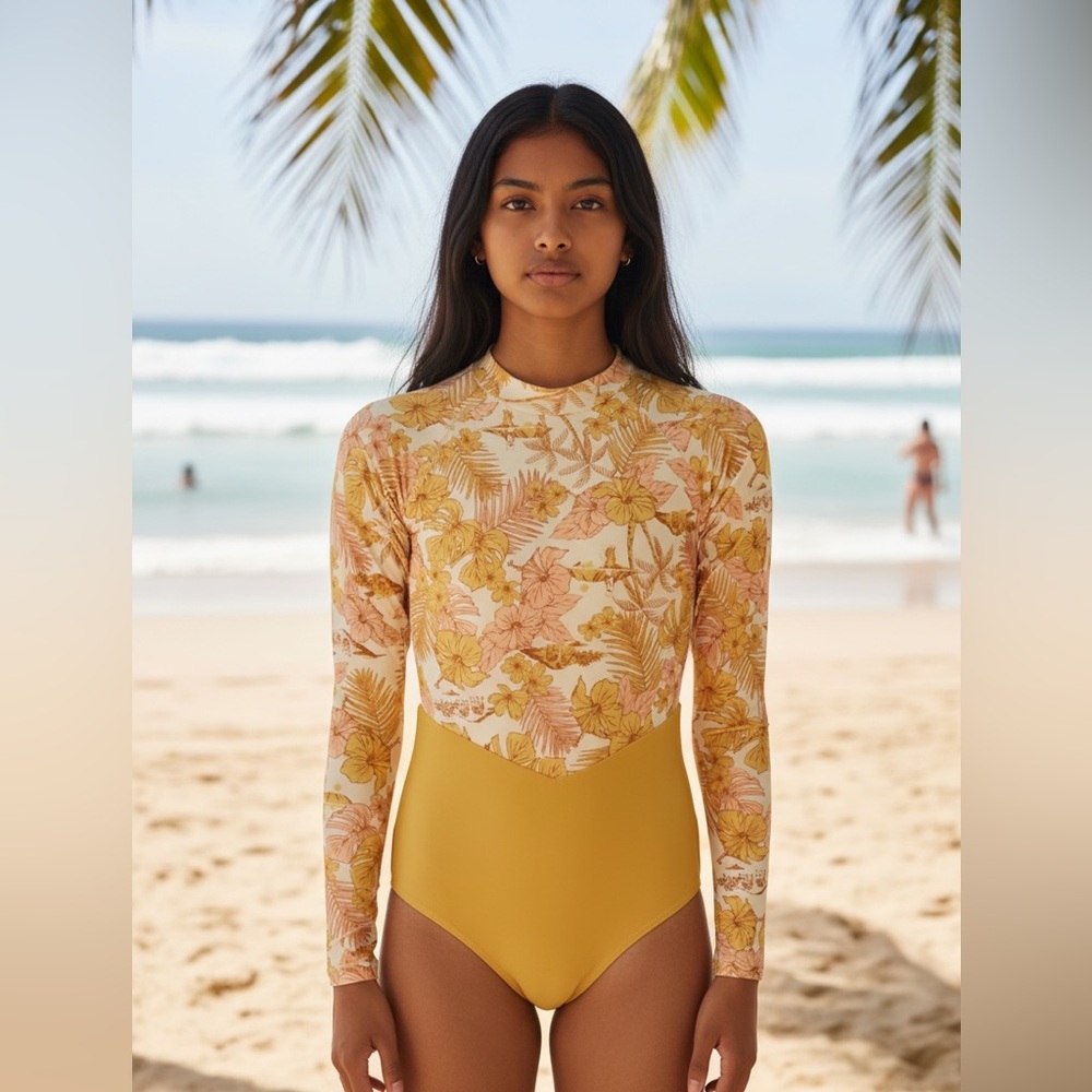 Ripcurl Girls Cosmic Paradise Surf Suit Retro Yellow Size 16 New With Tags